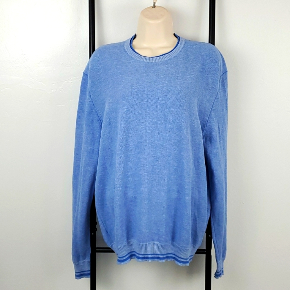 Dalmine Men Size L Blue Cotton Knit Sweater Crewneck Vintage Long Sleeve